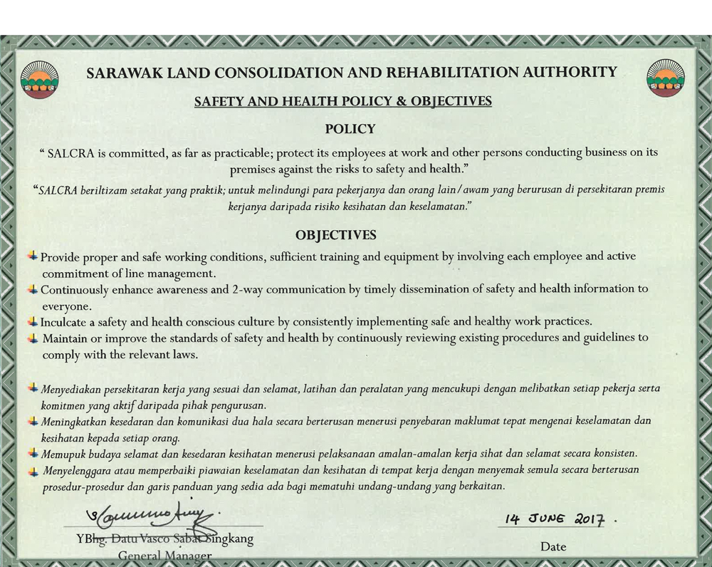 Safety & Health Policy & Objectives